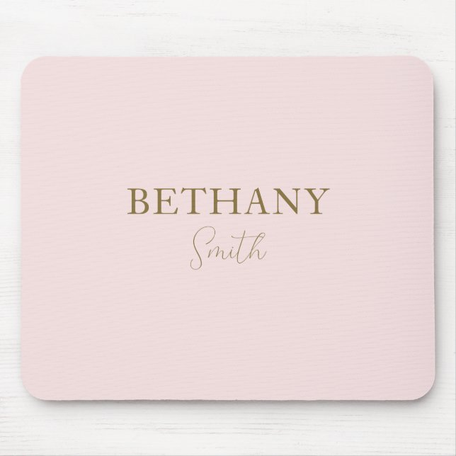 Blush Pink Gold Name Modern Mouse Pad (Front)