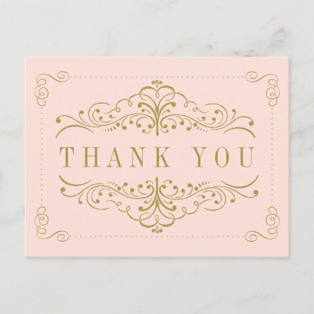 Blush Pink & Gold Ornate Swirl Bridal Shower Postcard (Front)