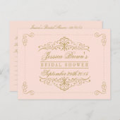Blush Pink Gold Ornate Swirl Bridal Shower Recipe Invitation Postcard (Front/Back)