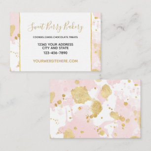 Blush Pink Gold Paint Splatters Business Card
