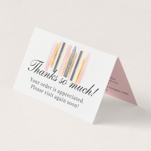 Blush Pink  Gold Paint Stroke Chic Thank You Card