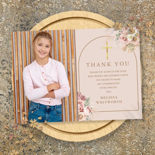 Blush Pink Gold Pampas Grass Floral Confirmation