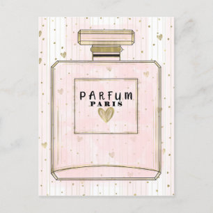 Blush Pink & Gold Paris Parfum Beauty Party Invitation Postcard