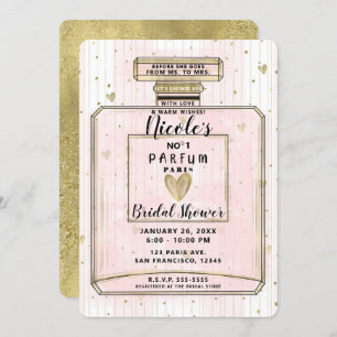 Blush Pink & Gold Paris Parfum Bridal Shower Invitation