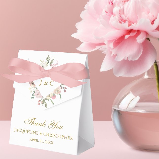 Blush Pink Gold Peony Floral Garden Wedding Favor Boxes (Creator Uploaded)
