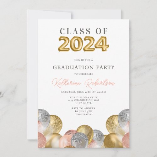 Blush Pink Gold Photo Graduation Invitation