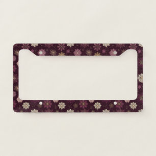Blush Pink Gold Poinsettia Winter Floral License Plate Frame