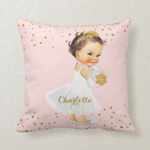Blush Pink Gold Princess Nursery | Baby Girl Name Throw Pillow