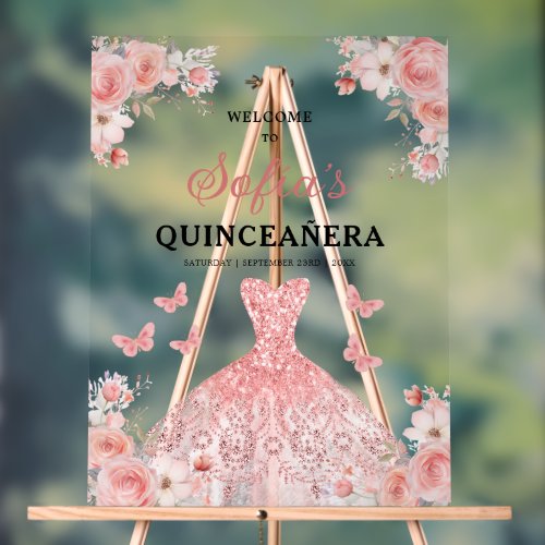 Blush Pink Gold Princess Quinceañera Welcome 