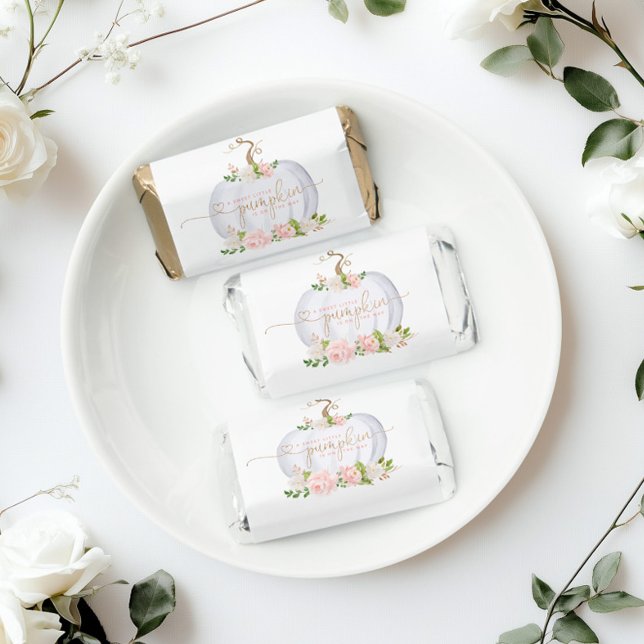 Blush pink gold pumpkin baby shower thank you hershey's miniatures (Creator Uploaded)