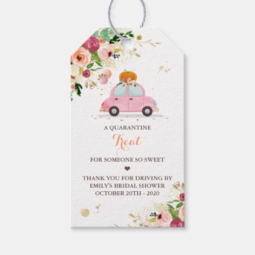 Blush Pink  Gold Pumpkin Drive By Bridal Shower Gift Tags