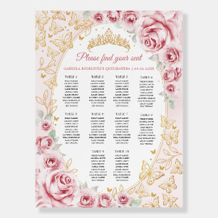 Blush Pink Gold Quinceanera 10 Table Seating Chart Foam Board