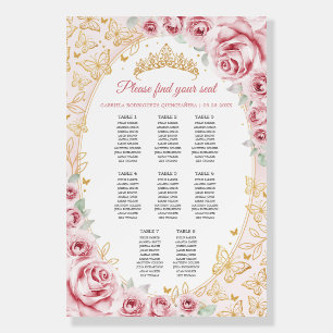 Blush Pink Gold Quinceanera 8 Table Seating Chart Foam Board
