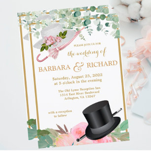 Blush Pink Gold Romantic Floral QR Wedding  Invitation