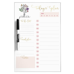 Blush Pink Gold Script Daily Planning To Do List Dry Erase Board