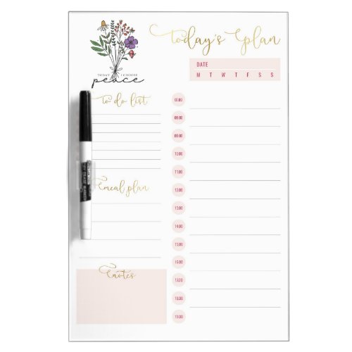 Blush Pink Gold Script Daily Planning To Do List  Dry Erase Board