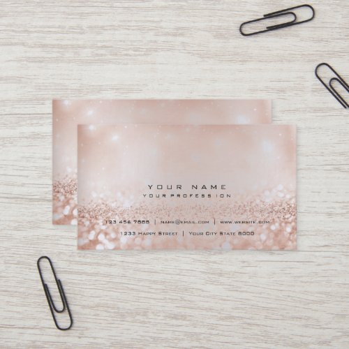 Blush Pink Gold Silver Gray Glitter Foxier Beauty Business Card