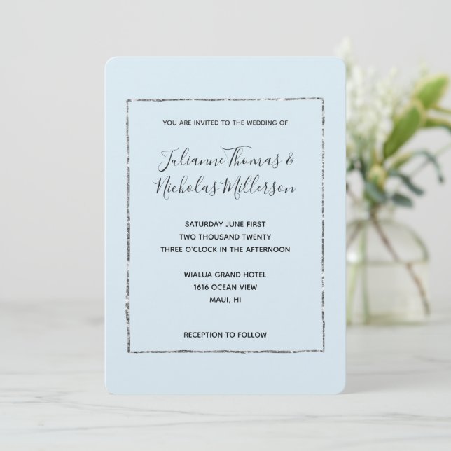 Blush Pink Gold Simple Chic Wedding Invites (Standing Front)