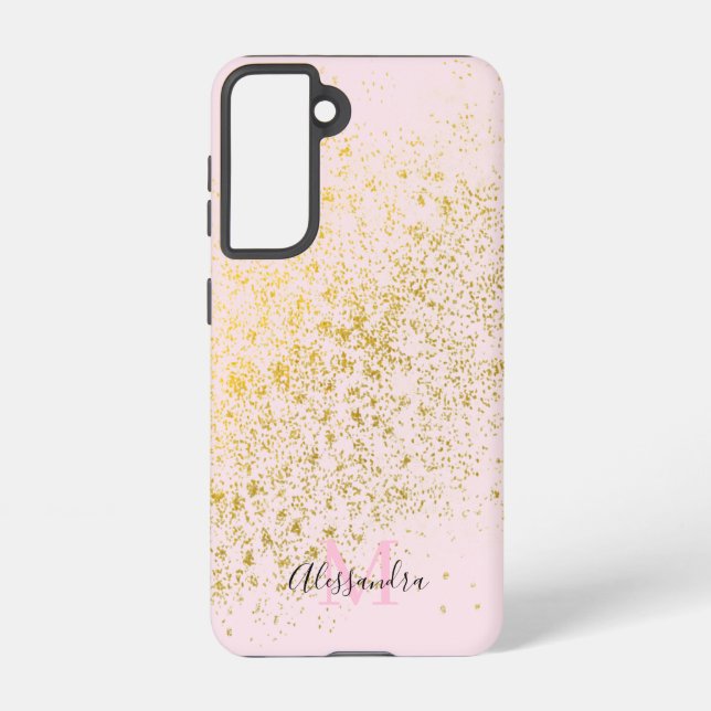 Blush Pink Gold Sparkle Samsung Galaxy Case (Back)