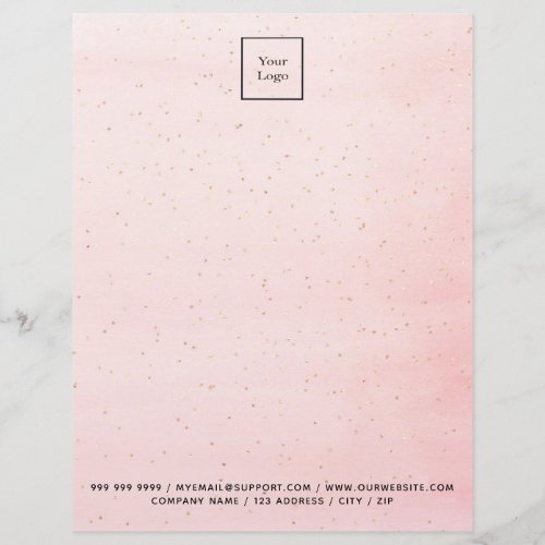 Blush pink gold sparkles elegant business logo letterhead