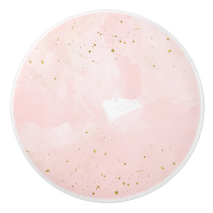 Blush Pink & Gold Splatter Modern Bedroom Dresser Ceramic Knob