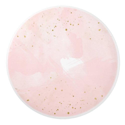 Blush Pink  Gold Splatter Modern Bedroom Dresser Ceramic Knob