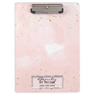 Blush Pink & Gold Splatter Modern Personalized Clipboard