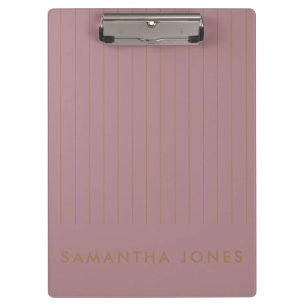 Blush Pink Gold Stripe Personalized Classic Clipboard