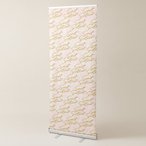 Blush Pink  Gold Sweet 16 Party Photo Backdrop Retractable Banner