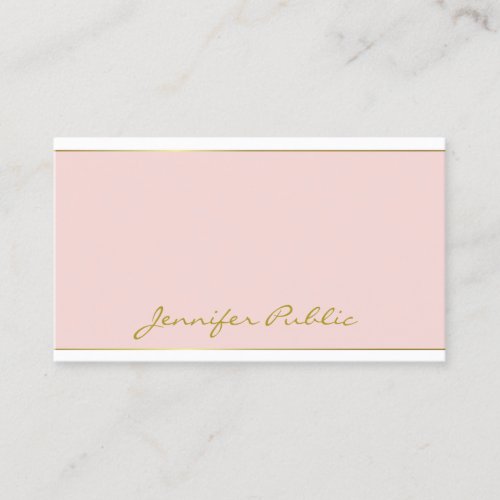 Blush Pink Gold Template Handwritten Script Chic Business Card
