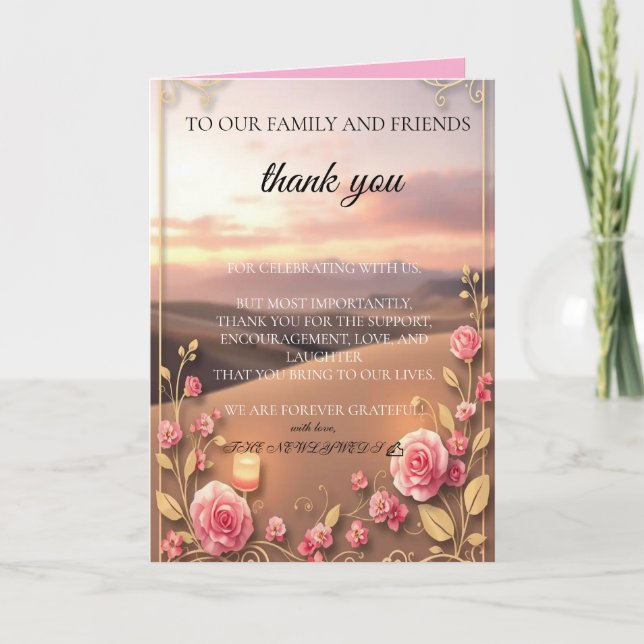 blush pink gold thank you card (Front)