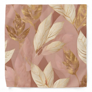Blush Pink Gold Trendy Boho Leaves Collection Bandana