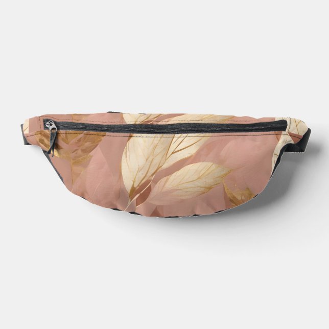 Blush Pink Gold Trendy Boho Leaves Collection Fanny Pack (Lay Down)