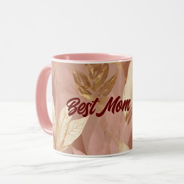 Blush Pink Gold Trendy Boho Leaves Collection Mug (Front Left)