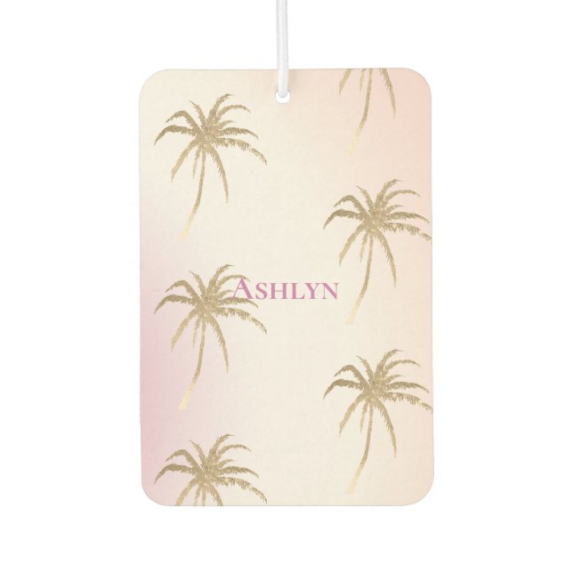 Blush Pink Gold Tropical Palm Trees   Air Freshener (Front)