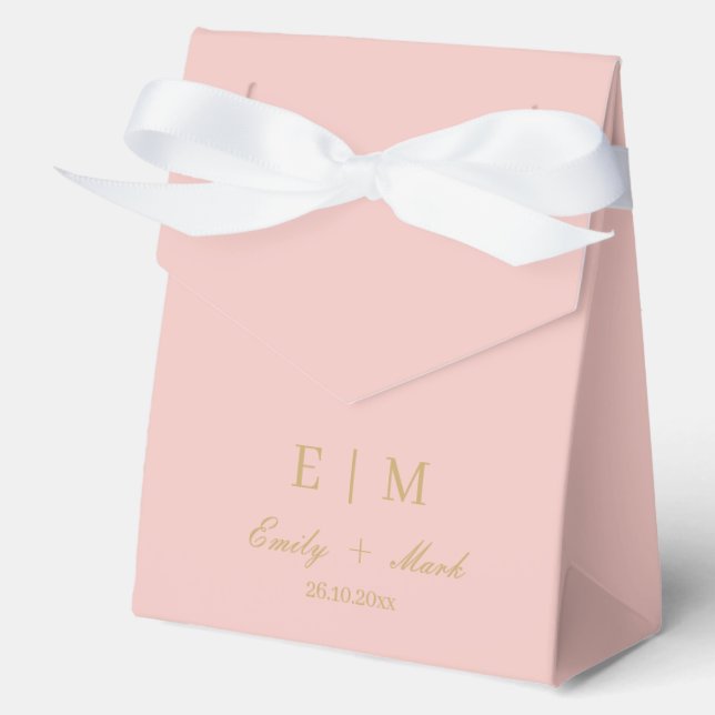 Blush Pink Gold Wedding Favor Box Custom (Front)