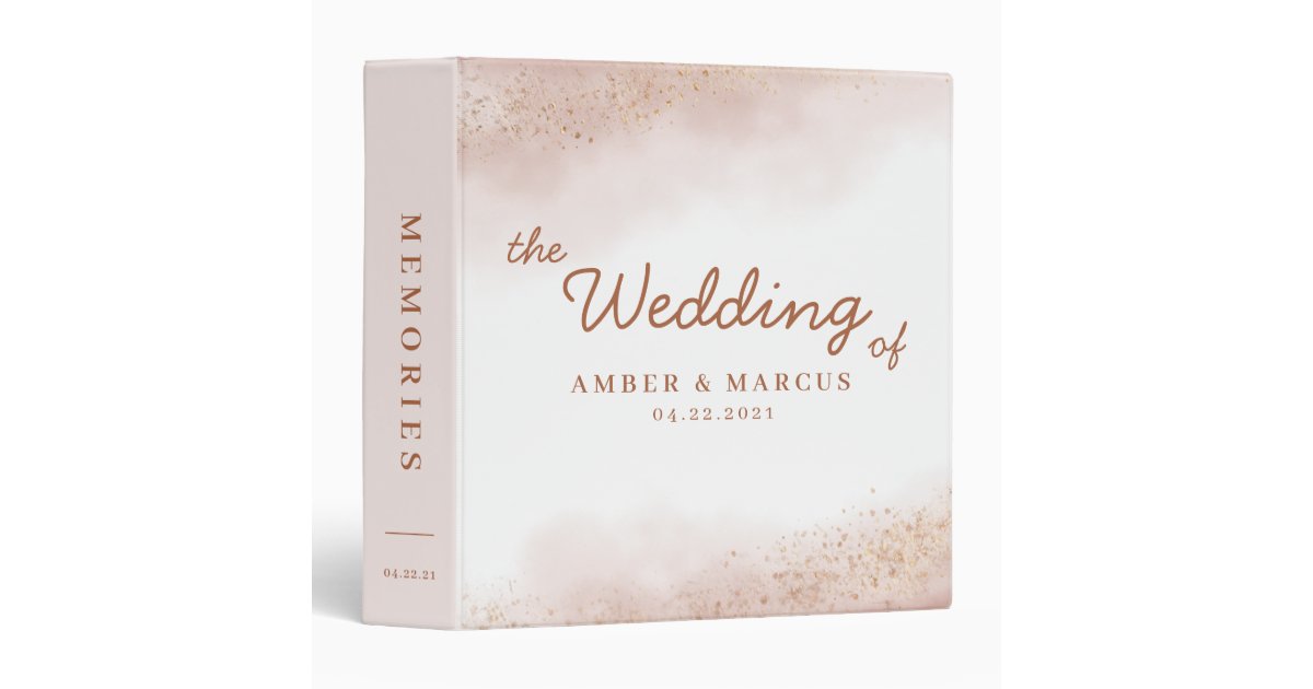 Blush Pink Gold Wedding Photo Album 3 Ring Binder | Zazzle