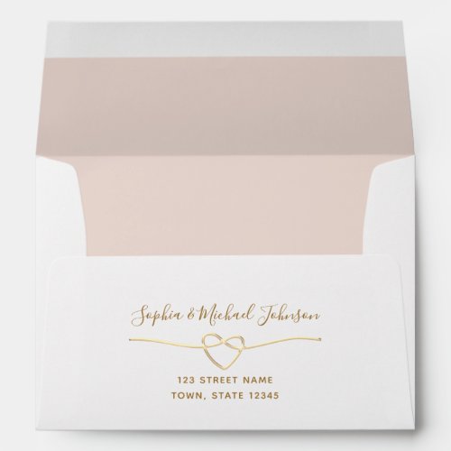 Blush Pink Gold Wedding Return Address 5x7 Envelope