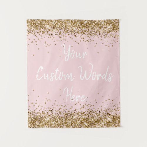 Blush Pink Gold &amp; White Birthday Party Photo Booth Tapestry