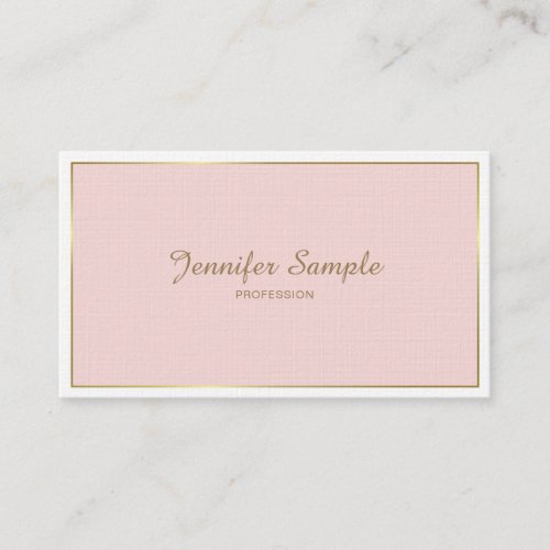 Blush Pink Gold White Modern Elegant Trendy Luxury Business Card