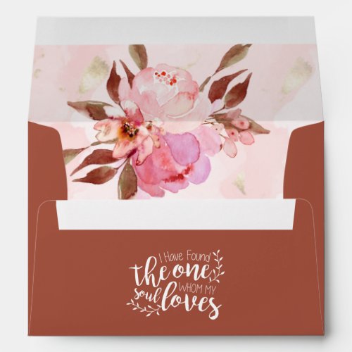 Blush Pink Golden Floral Inspirational Wedding Envelope