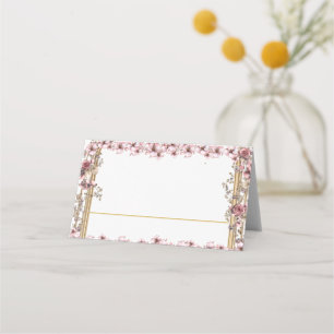 Blush Pink Golden Floral Quinceañera Place Card