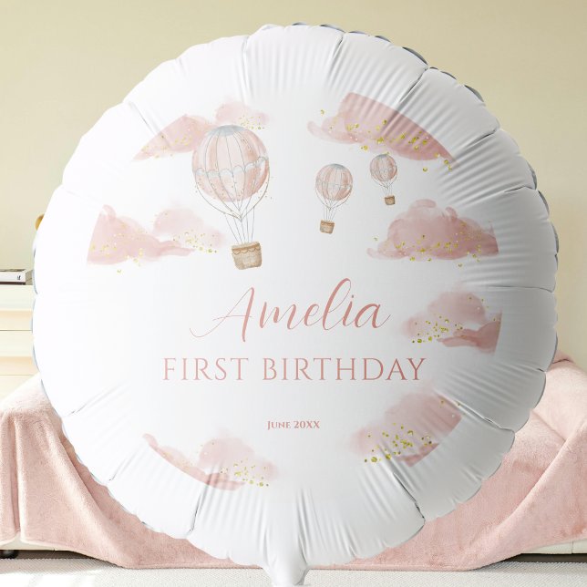 Blush Pink Golden Glitter Hot Air Balloon Girl's (Creator Uploaded)