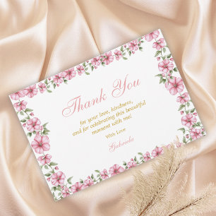 Blush Pink Golden Mis Quince Glitter Quinceañera Thank You Card