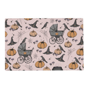 Blush Pink Gothic Victorian Baby Carriage Party Placemat