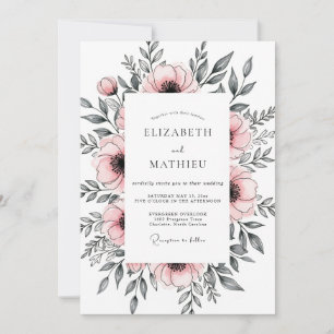 Blush Pink Gracious Spring Wedding Invitation