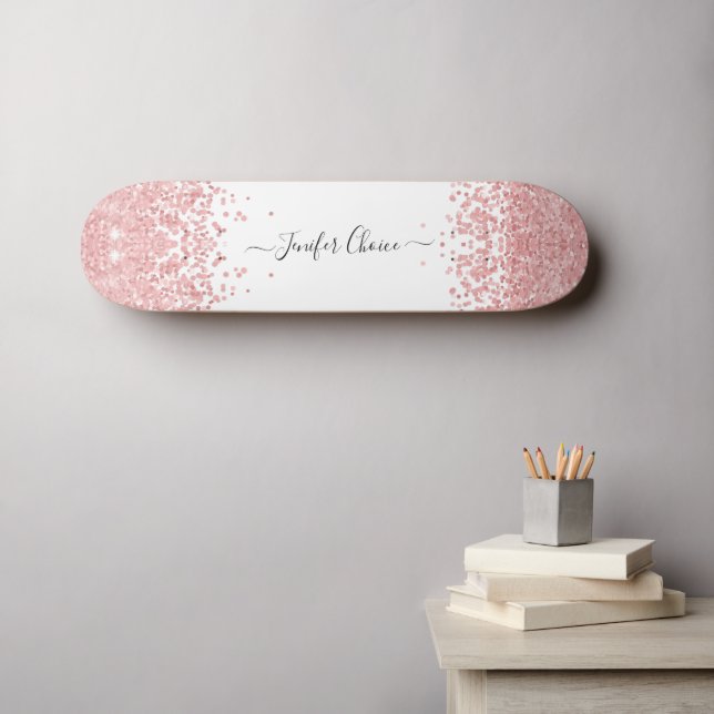 Blush Pink Gradient Custom Name  Skateboard (Wall Art (Horz))