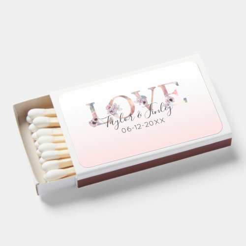 Blush Pink Gradient Love Girly Bridal Shower Favor Matchboxes