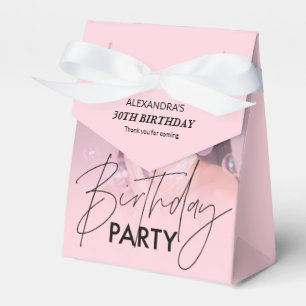 Blush Pink Gradient Photo Birthday Favor Boxes