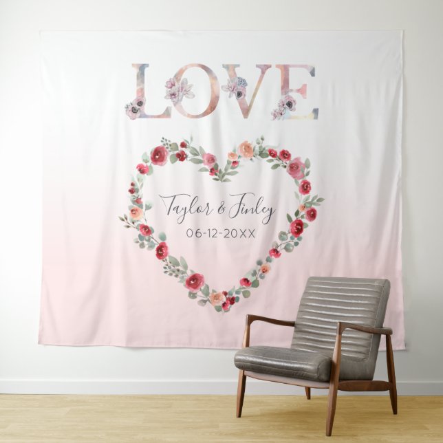 Blush Pink Gradient Selfie Love Backdrop Wedding (In Situ (Horizontal))